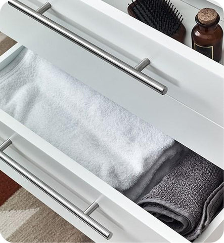 Image of Fresca Lucera 42" White Wall Hung Modern Bathroom Cabinet w/ Top & Undermount Sink | FCB6142WH-UNS-CWH-U FCB6142WH-UNS-CWH-U