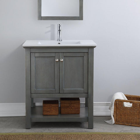 Image of Fresca Manchester Regal 30" Gray Wood Veneer Traditional Bathroom Vanity FCB2305VG-I