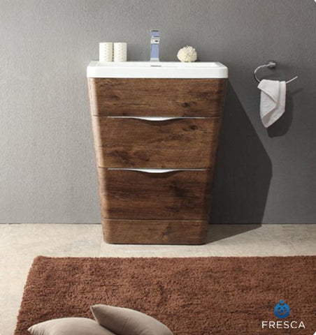 Image of Fresca Milano 26" Rosewood Modern Bathroom Cabinet w/ Integrated Sink FCB8525RW-I