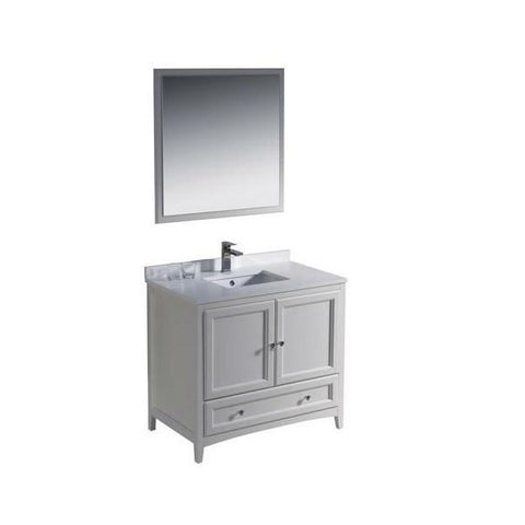 Image of Fresca Oxford 36" Antique White Traditional Single Bathroom Vanity FVN2036 FVN2036AW-FFT1030BN