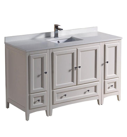 Image of Fresca Oxford 54" Antique White Traditional Bathroom Cabinets w/ Top & Sink FCB20-123012AW-CWH-U