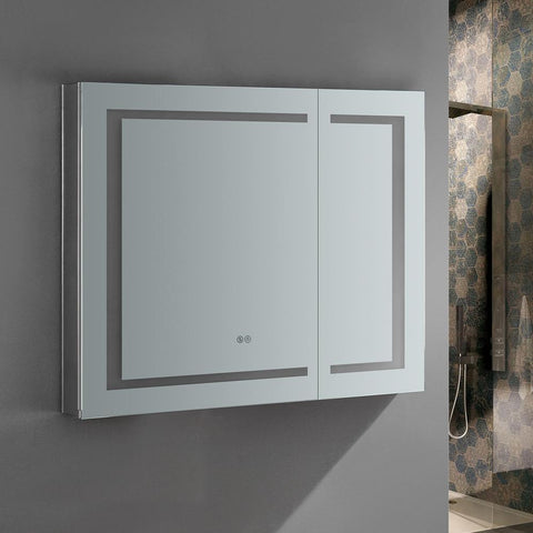 Image of Fresca Spazio 36" Wide x 30" Tall Bathroom Medicine Cabinet w/ LED Lighting FMC023630