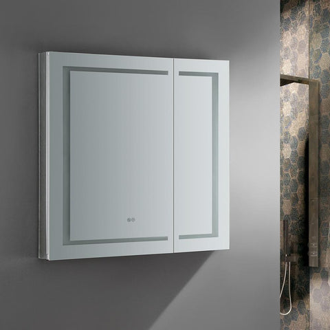 Image of Fresca Spazio 36" Wide x 36" Tall Bathroom Medicine Cabinet w/ LED Lighting FMC023636