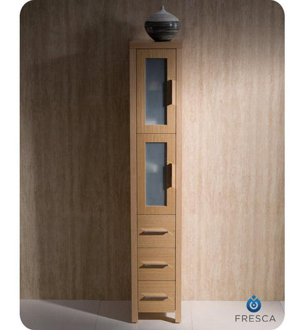 Image of Fresca Torino Light Oak Tall Bathroom Linen Side Cabinet FST6260LO