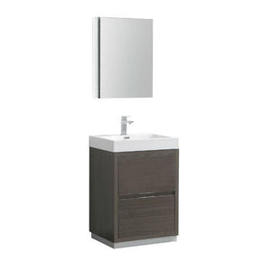 Fresca Valencia 24" Gray Oak Modern Single Bathroom Vanity w/ Cabinet FVN8424 FVN8424GO-FFT1030BN