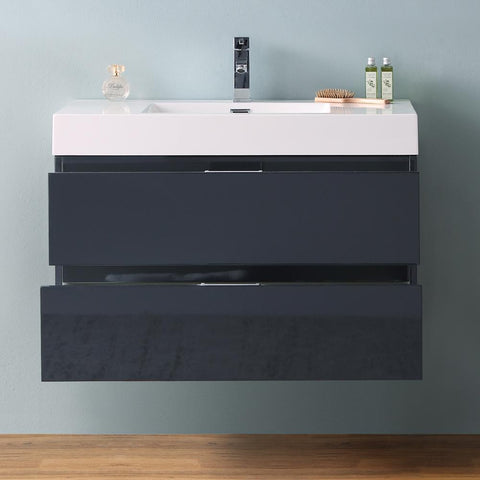 Image of Fresca Valencia 36" Wall Hung Modern Bathroom Vanity FCB8336GG-I