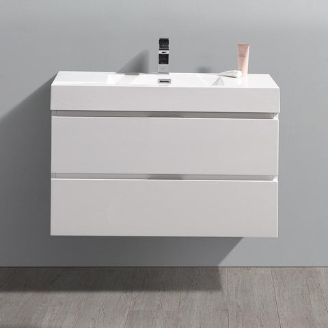 Image of Fresca Valencia 36" Wall Hung Modern Bathroom Vanity FCB8336GG-I