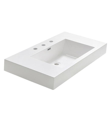 Image of Fresca Vista 36" White Integrated Sink / Countertop FVS8090WH