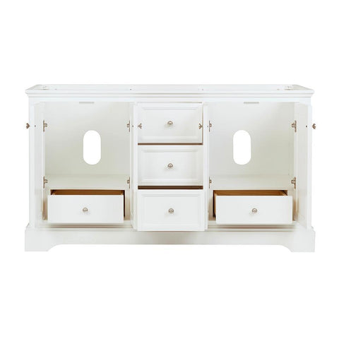 Image of Fresca Windsor 60" Matte White Traditional Double Sink Bathroom Cabinet FCB2460WHM