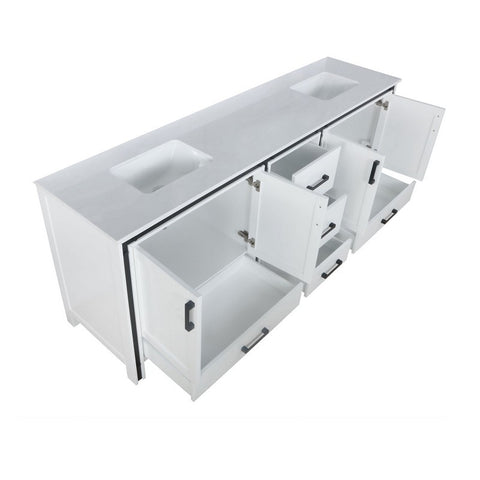 Image of Ziva 84" White Double Vanity, Cultured Marble Top, White Square Sink and no Mirror | LZV352284SAJS000