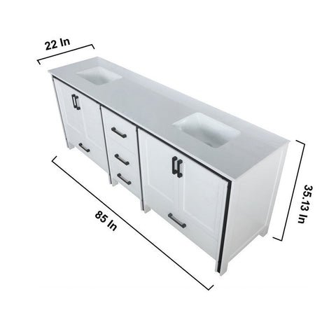 Image of Ziva 84" White Double Vanity, Cultured Marble Top, White Square Sink and no Mirror | LZV352284SAJS000