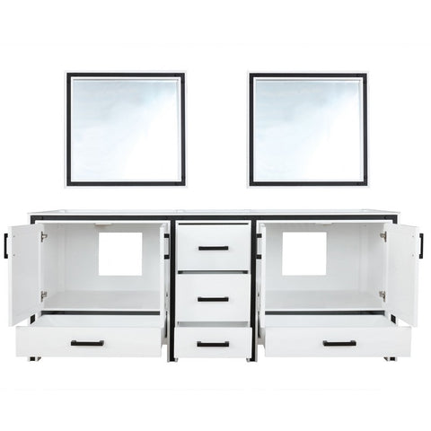 Image of Ziva 84" White Double Vanity, no Top and 34" Mirrors | LZV352284SA00M34