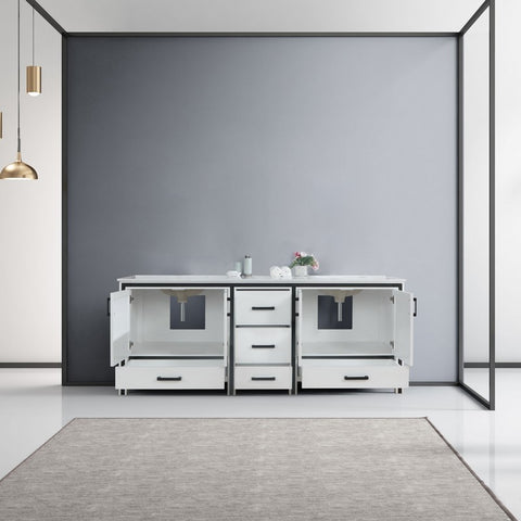 Image of Ziva 84" White Double Vanity, Cultured Marble Top, White Square Sink and no Mirror | LZV352284SAJS000