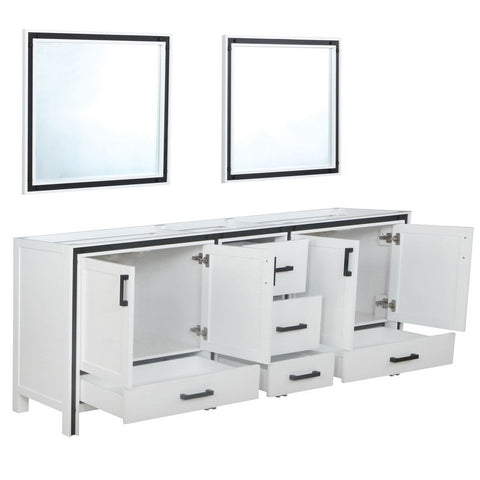 Image of Ziva 84" White Double Vanity, no Top and 34" Mirrors | LZV352284SA00M34