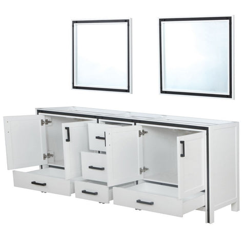Image of Ziva 84" White Double Vanity, no Top and 34" Mirrors | LZV352284SA00M34