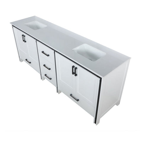 Image of Ziva 84" White Double Vanity, Cultured Marble Top, White Square Sink and no Mirror | LZV352284SAJS000