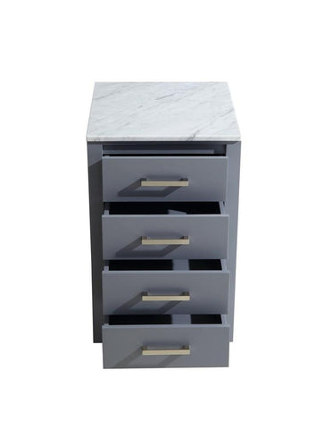 Image of Jacques 20" Dark Grey Side Cabinet | White Carrara Marble Top