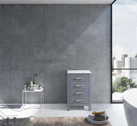 Image of Jacques 20" Dark Grey Side Cabinet | White Carrara Marble Top