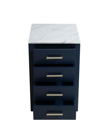 Image of Jacques 20" Navy Blue Side Cabinet | White Carrara Marble Top