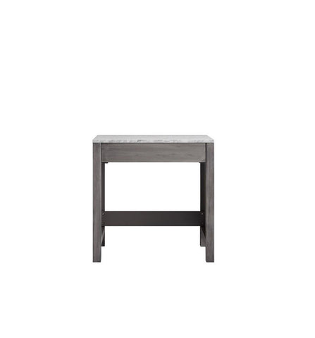 Image of Jacques 30" Distressed Grey Make-Up Table | White Carrara Marble Top