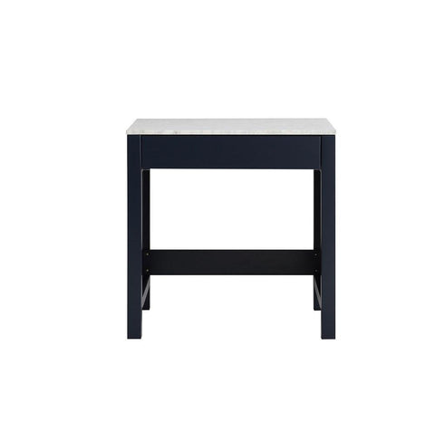 Image of Jacques 30" Navy Blue Make-Up Table | White Carrara Marble Top