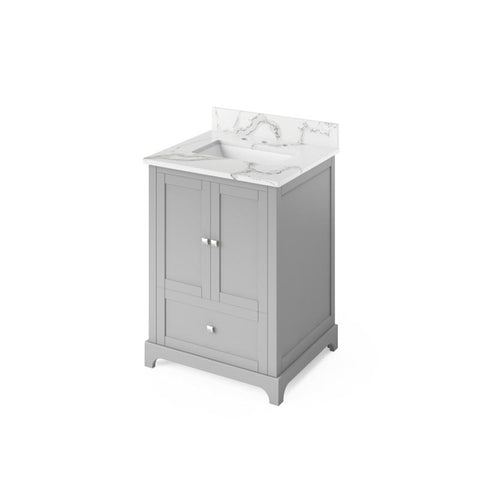 Image of Jeffrey Alexander Addington 24" Grey Single Undermount Sink Vanity With Quartz Top | VKITADD24GRCQR VKITADD24GRCQR