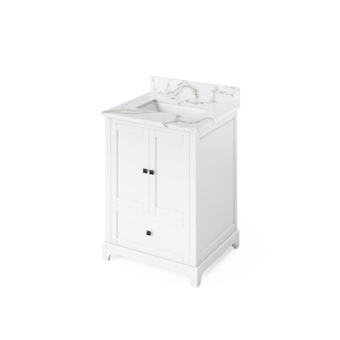 Image of Jeffrey Alexander Addington 24" White Single Undermount Sink Vanity With Quartz Top | VKITADD24WHCQR VKITADD24WHCQR