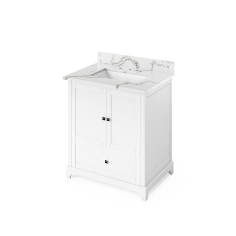 Image of Jeffrey Alexander Addington Contemporary 30" White Single Undermount Sink Vanity With Quartz Top | VKITADD30WHCQR VKITADD30WHCQR