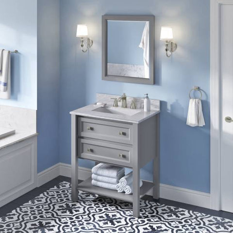Image of Jeffrey Alexander Adler Transitional 30" Grey Single Undermount Sink Vanity With Marble Top | VKITADL30GRWCR VKITADL30GRWCR