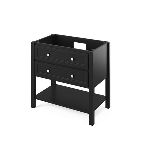 Image of Jeffrey Alexander Adler Transitional 36" Black Single Undermount Sink Vanity With Quartz Top | VKITADL36BKCQR VKITADL36BKCQR