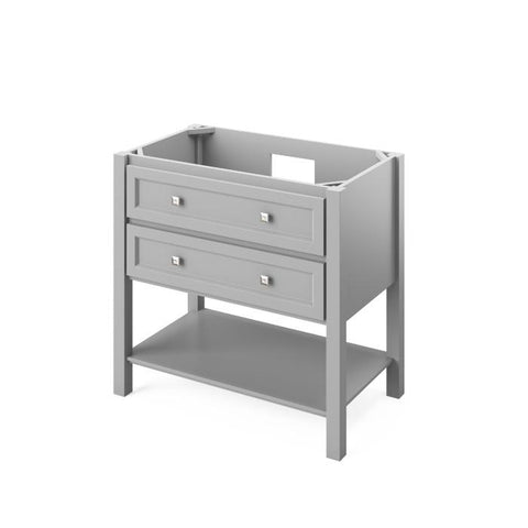 Image of Jeffrey Alexander Adler Transitional 36" Grey Single Undermount Sink Vanity With Marble Top | VKITADL36GRWCR VKITADL36GRWCR