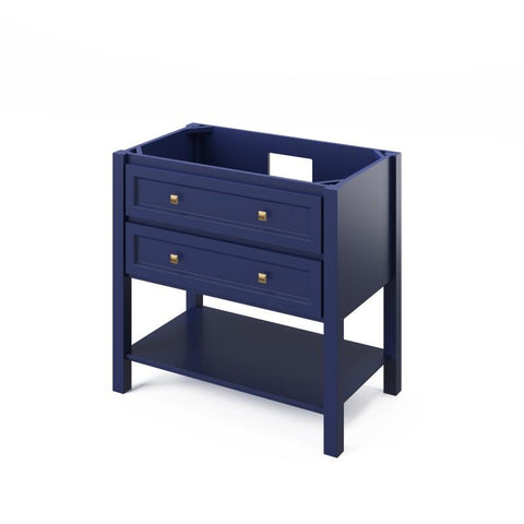 Image of Jeffrey Alexander Adler Transitional 36" Hale Blue Single Undermount Sink Vanity With Quartz Top | VKITADL36BLCQR VKITADL36BLCQR