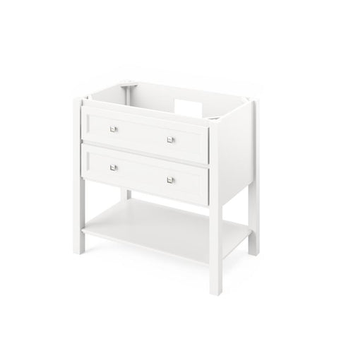 Image of Jeffrey Alexander Adler Transitional 36" White Single Undermount Sink Vanity With Quartz Top | VKITADL36WHCQR VKITADL36WHCQR