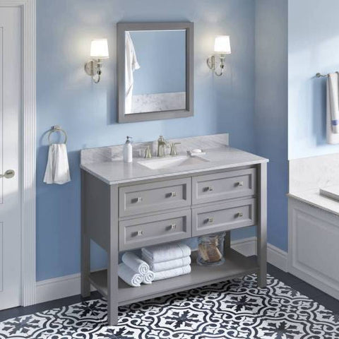 Image of Jeffrey Alexander Adler Transitional 48" Grey Single Undermount Sink Vanity With Marble Top | VKITADL48GRWCR VKITADL48GRWCR