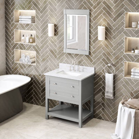 Image of Jeffrey Alexander Astoria Transitional 30" Grey Single Undermount Sink Vanity With Marble Top | VKITAST30GRWCR VKITAST30GRWCR
