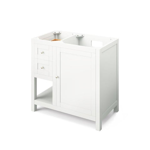 Image of Jeffrey Alexander Astoria Transitional 36" White Single Undermount Sink Vanity With Marble Top, Right Offset | VKITAST36WHWCR VKITAST36WHWCR