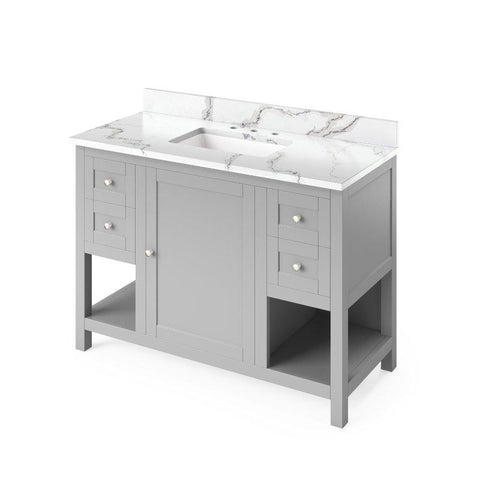 Image of Jeffrey Alexander Astoria Transitional 48" Grey Single Undermount Sink Vanity With Quartz Top | VKITAST48GRCQR VKITAST48GRCQR