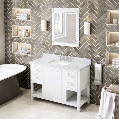 Image of Jeffrey Alexander Astoria Transitional 48" White Single Undermount Sink Vanity With Marble Top | VKITAST48WHWCR VKITAST48WHWCR