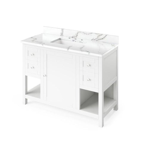 Image of Jeffrey Alexander Astoria Transitional 48" White Single Undermount Sink Vanity With Quartz Top | VKITAST48WHCQR VKITAST48WHCQR