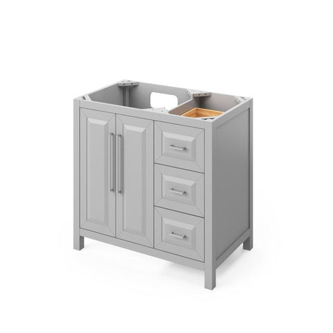 Image of Jeffrey Alexander Cade Contemporary 36" Grey Single Undermount Sink Vanity With Marble Top, Left Offset | VKITCAD36GRWCR