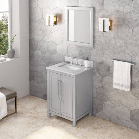 Image of Jeffrey Alexander Cade Modern 24" Grey Single Undermount Sink Vanity With Marble Top | VKITCAD24GRWCR VKITCAD24GRWCR