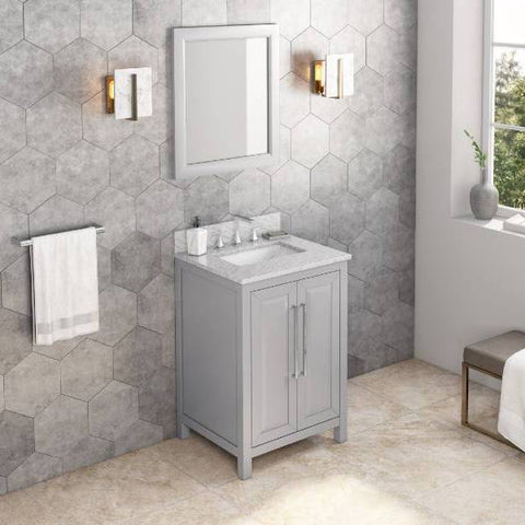 Image of Jeffrey Alexander Cade Modern 24" Grey Single Undermount Sink Vanity With Marble Top | VKITCAD24GRWCR VKITCAD24GRWCR