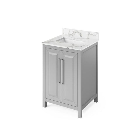 Image of Jeffrey Alexander Cade Modern 24" Grey Single Undermount Sink Vanity With Quartz Top | VKITCAD24GRCQR VKITCAD24GRCQR