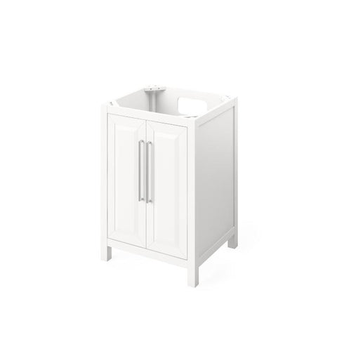 Image of Jeffrey Alexander Cade Modern 24" White Single Undermount Sink Vanity With Marble Top | VKITCAD24WHWCR VKITCAD24WHWCR