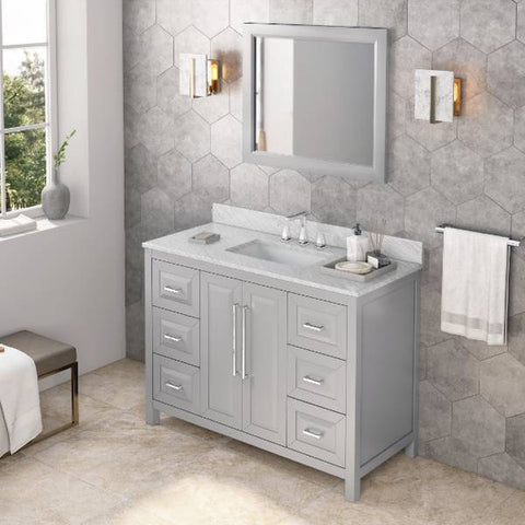 Image of Jeffrey Alexander Cade Modern 48" Grey Single Undermount Sink Vanity With Marble Top | VKITCAD48GRWCR VKITCAD48GRWCR
