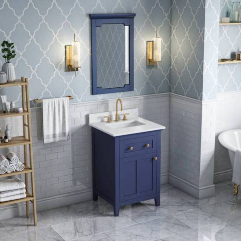 Image of Jeffrey Alexander Chatham Traditional 24" Hale Blue Single Undermount Sink Vanity With Marble Top | VKITCHA24BLWCR VKITCHA24BLWCR