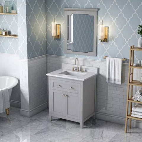Image of Jeffrey Alexander Chatham Traditional 30" Grey Single Undermount Sink Vanity With Marble Top | VKITCHA30GRWCR VKITCHA30GRWCR