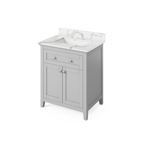 Image of Jeffrey Alexander Chatham Traditional 30" Grey Single Undermount Sink Vanity With Quartz Top | VKITCHA30GRCQR VKITCHA30GRCQR