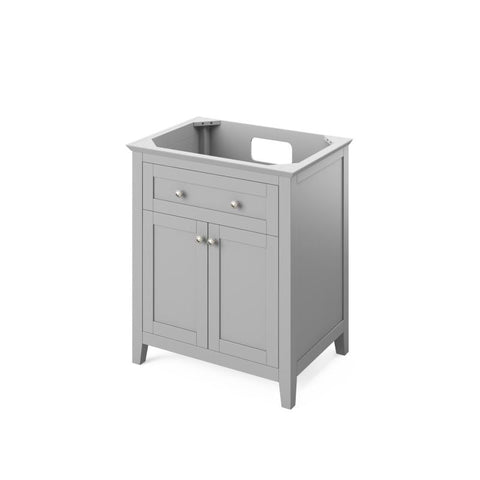 Image of Jeffrey Alexander Chatham Traditional 30" Grey Single Undermount Sink Vanity With Quartz Top | VKITCHA30GRCQR VKITCHA30GRCQR