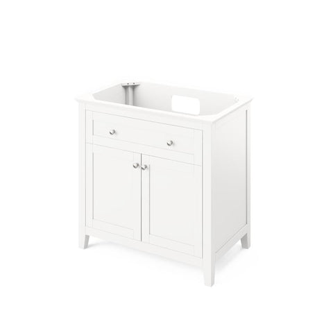 Image of Jeffrey Alexander Chatham Traditional 36" White Single Undermount Sink Vanity With Quartz Top | VKITCHA36WHCQR VKITCHA36WHCQR